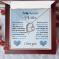 To My Beautiful Mother (Blue) Forever Love Necklace (Choose Standard Black Box or Wooden Box with LED)