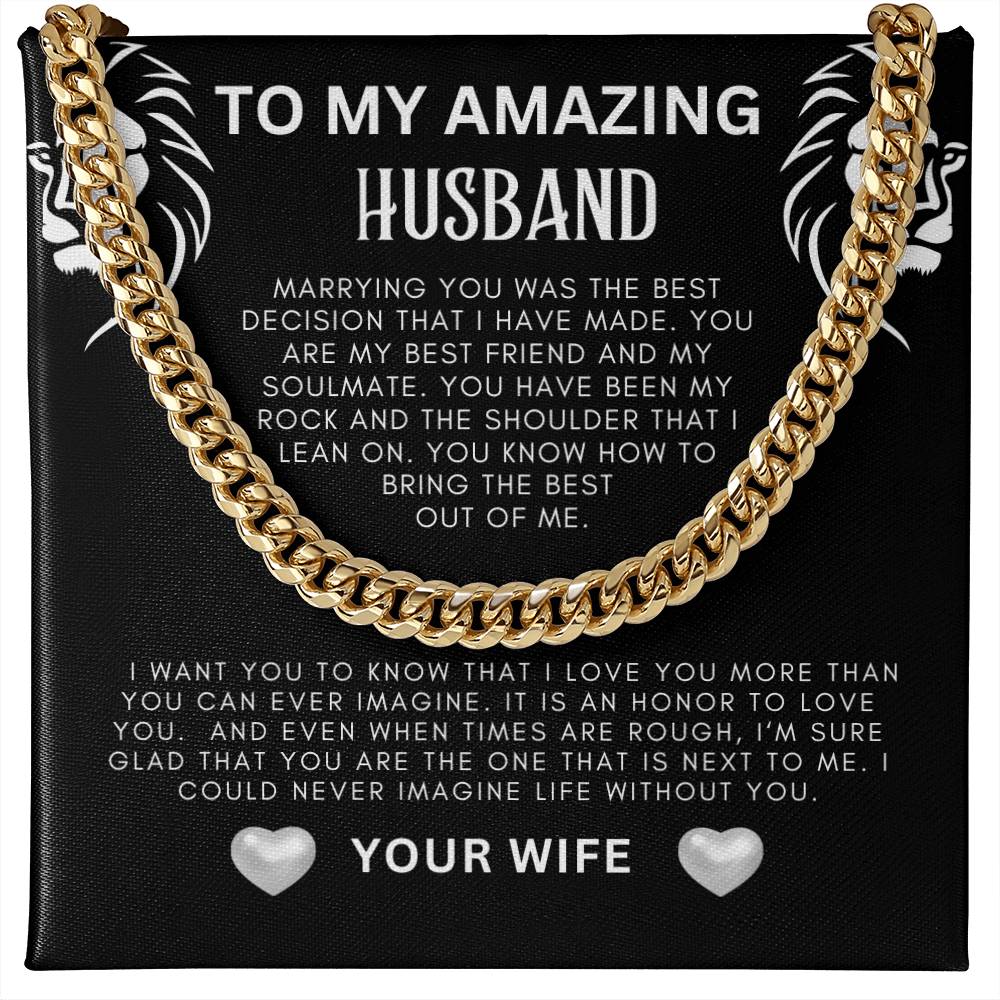 To My Amazing Husband Cuban Link Necklace