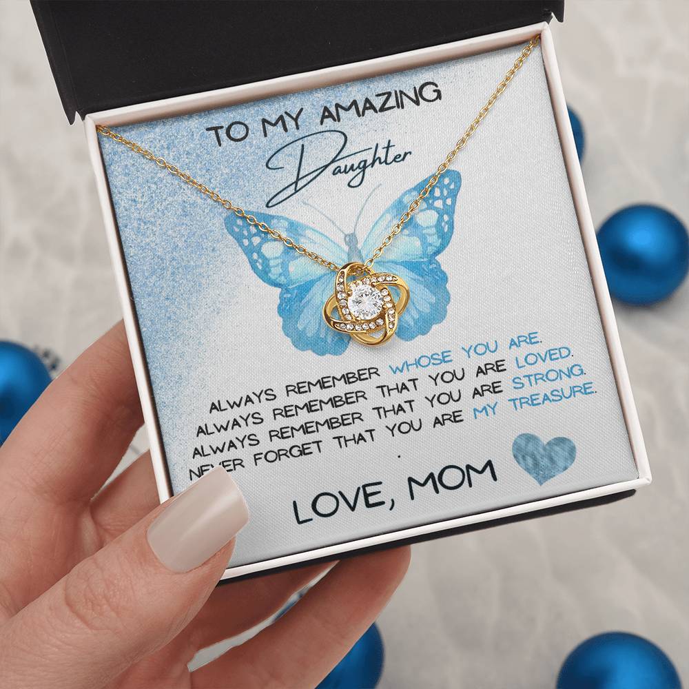 To My Amazing Daughter Love, Mom Love Knot Necklace