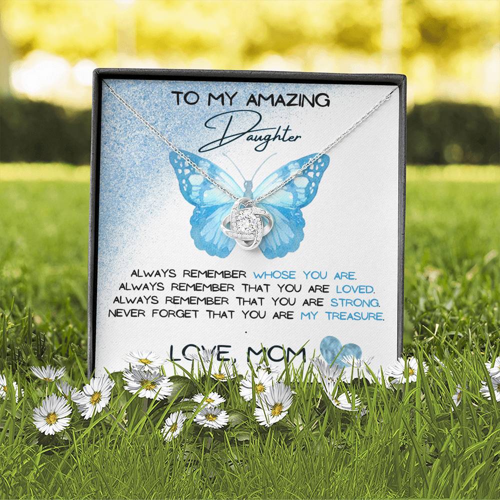 To My Amazing Daughter Love, Mom Love Knot Necklace