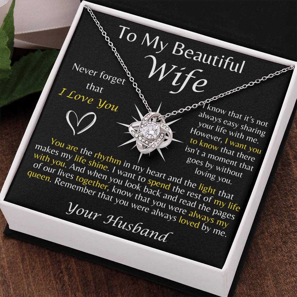 To My Beautiful Wife Love Knot Necklace