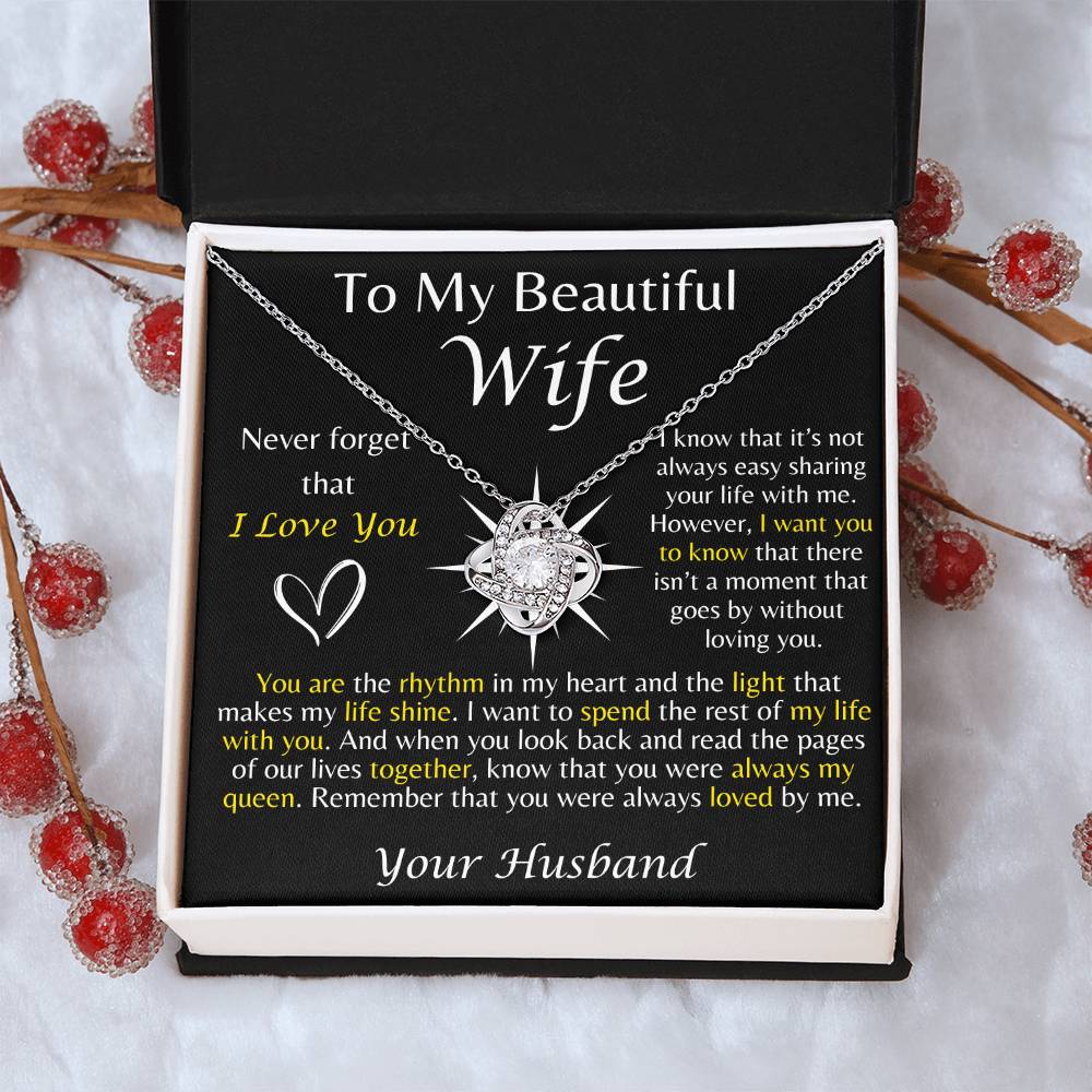 To My Beautiful Wife Love Knot Necklace