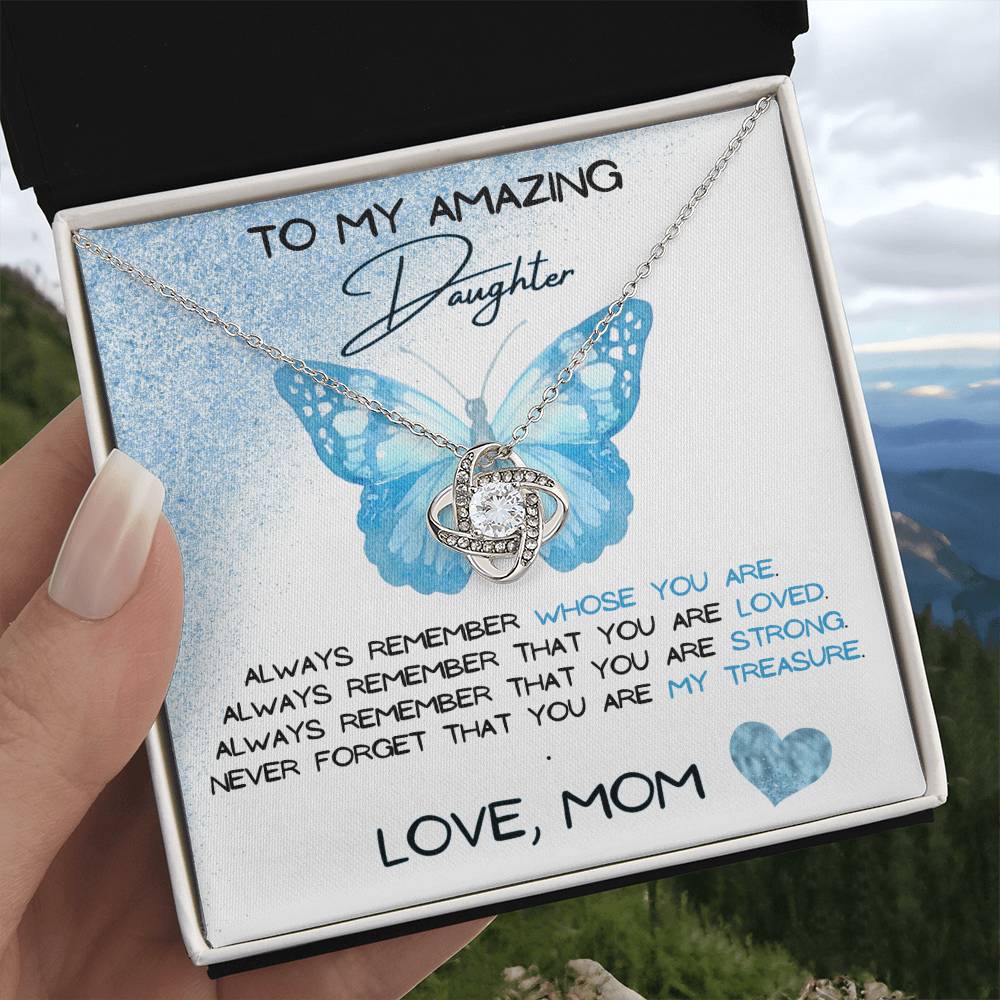 To My Amazing Daughter Love, Mom Love Knot Necklace