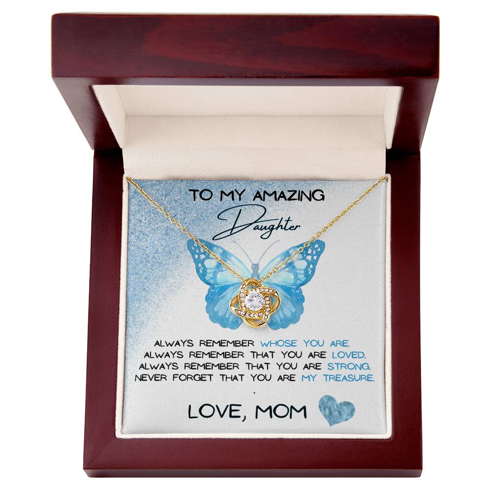 To My Amazing Daughter Love, Mom Love Knot Necklace