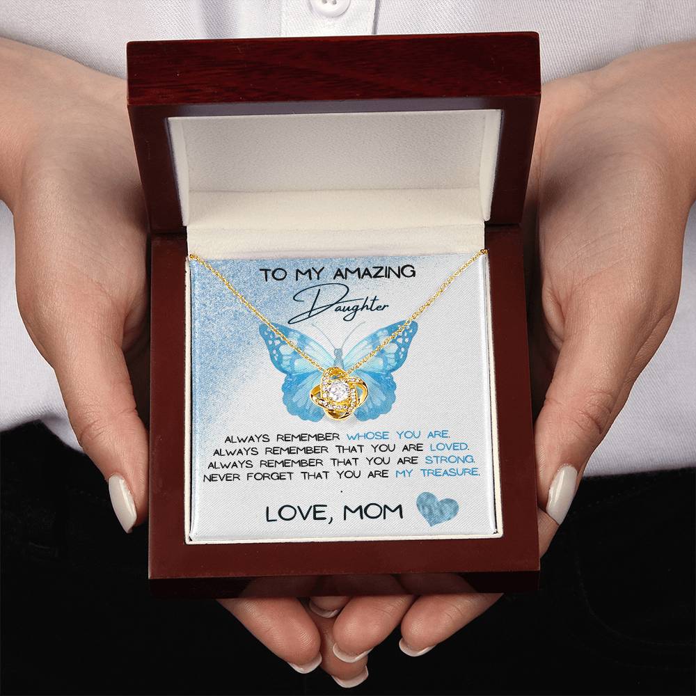 To My Amazing Daughter Love, Mom Love Knot Necklace