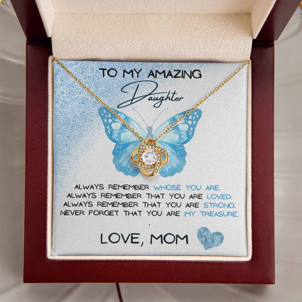 To My Amazing Daughter Love, Mom Love Knot Necklace