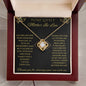 To My Lovely Mother-In-Law Love Knot Necklace (Choice of Standard Black Box or Mahogany Box with LED Light)