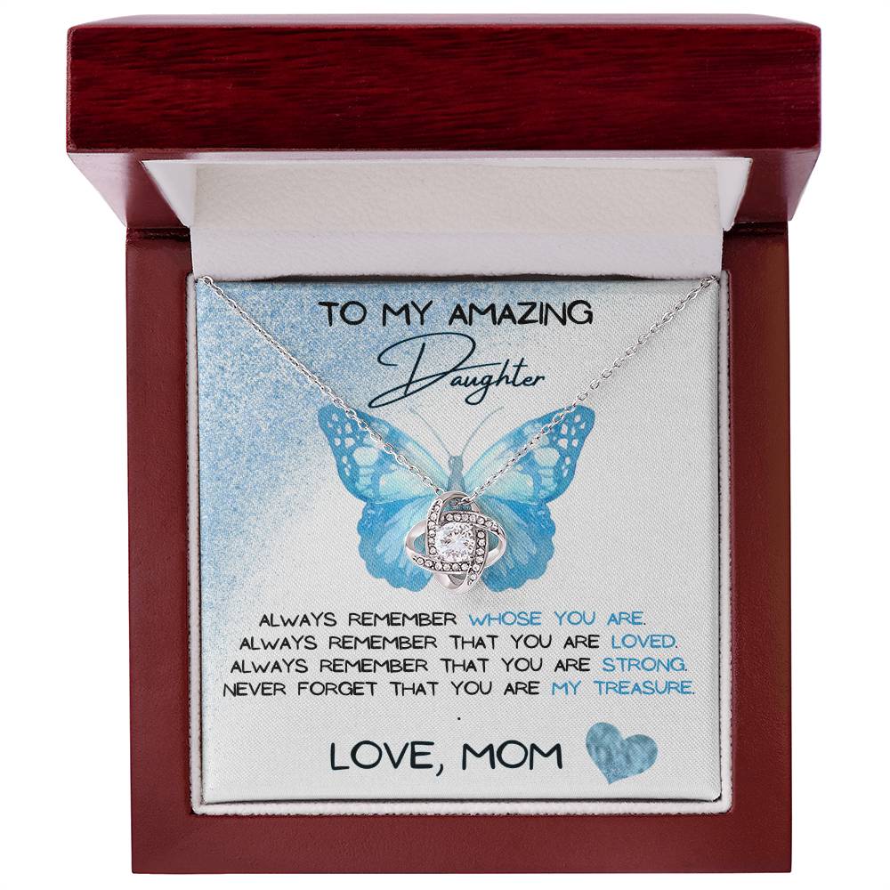 To My Amazing Daughter Love, Mom Love Knot Necklace