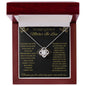 To My Lovely Mother-In-Law Love Knot Necklace (Choice of Standard Black Box or Mahogany Box with LED Light)