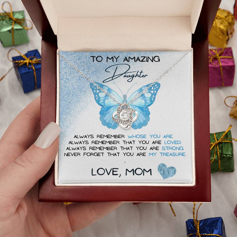 To My Amazing Daughter Love, Mom Love Knot Necklace