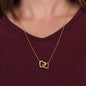 To My Gorgeous Wife Interlocking Hearts Necklace (Yellow & White Gold Variants) Choose Standard Black Box or Mahogany Box with LED Light