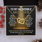 To My Incredible Mother Interlocking Hearts Necklace (Choose Standard Black Box or Mahogany Box With LED Light)