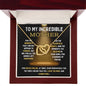 To My Incredible Mother Interlocking Hearts Necklace (Choose Standard Black Box or Mahogany Box With LED Light)