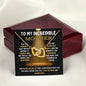 To My Incredible Mother Interlocking Hearts Necklace (Choose Standard Black Box or Mahogany Box With LED Light)