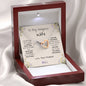 To My Gorgeous Wife Interlocking Hearts Necklace (Yellow & White Gold Variants) Choose Standard Black Box or Mahogany Box with LED Light
