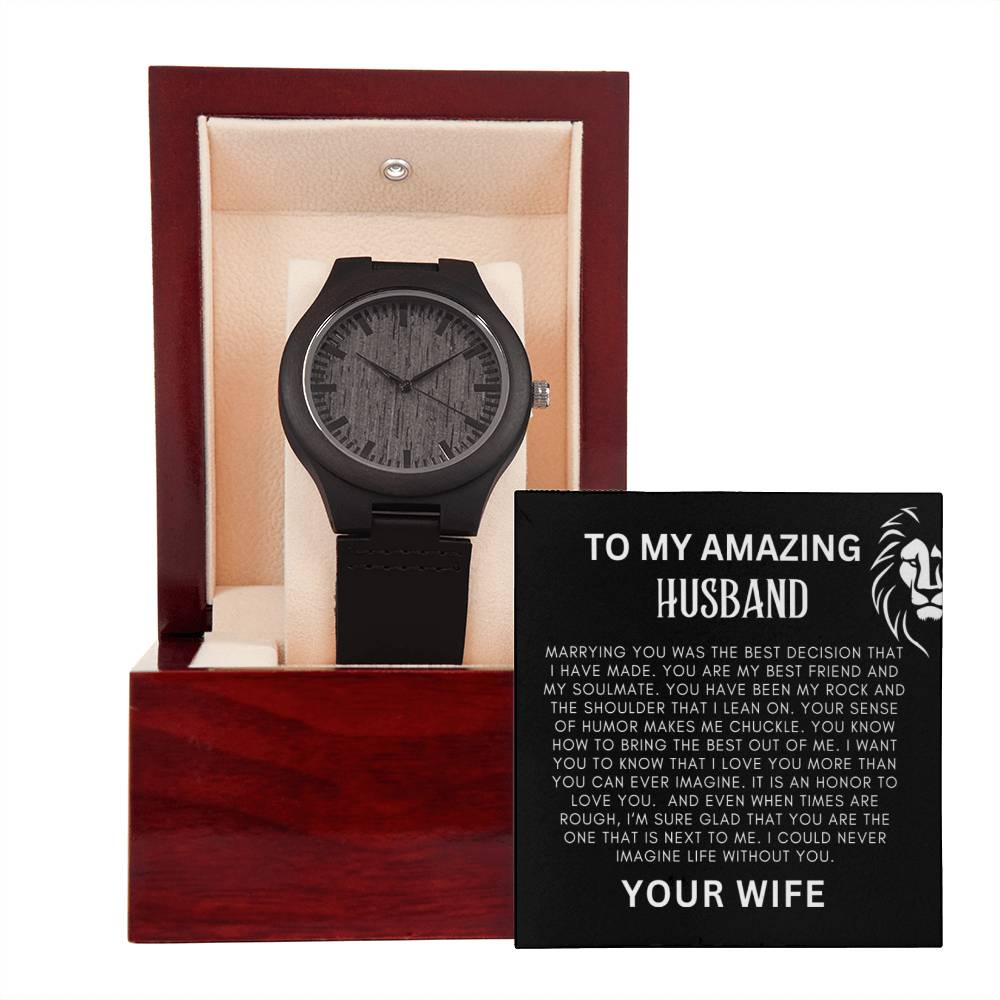 To My Amazing Husband Wooden Watch + MC (NO ENGRAVING)