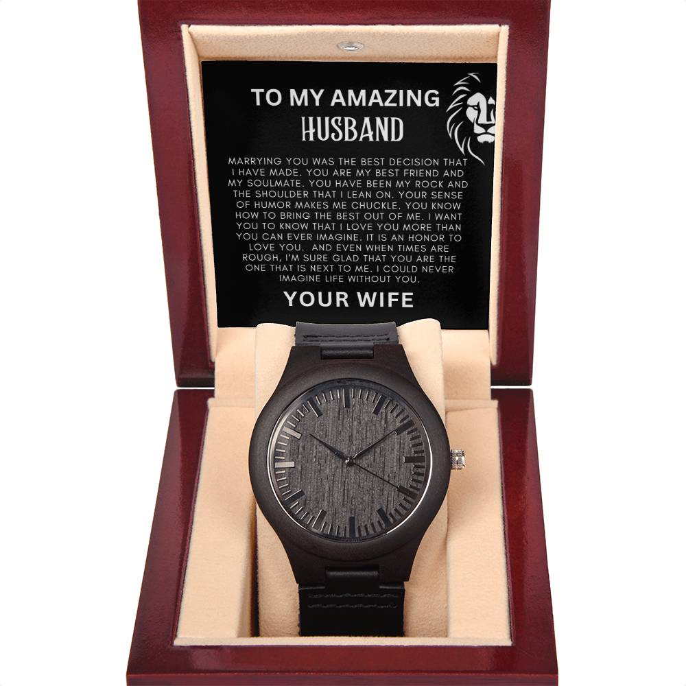 To My Amazing Husband Wooden Watch + MC (NO ENGRAVING)