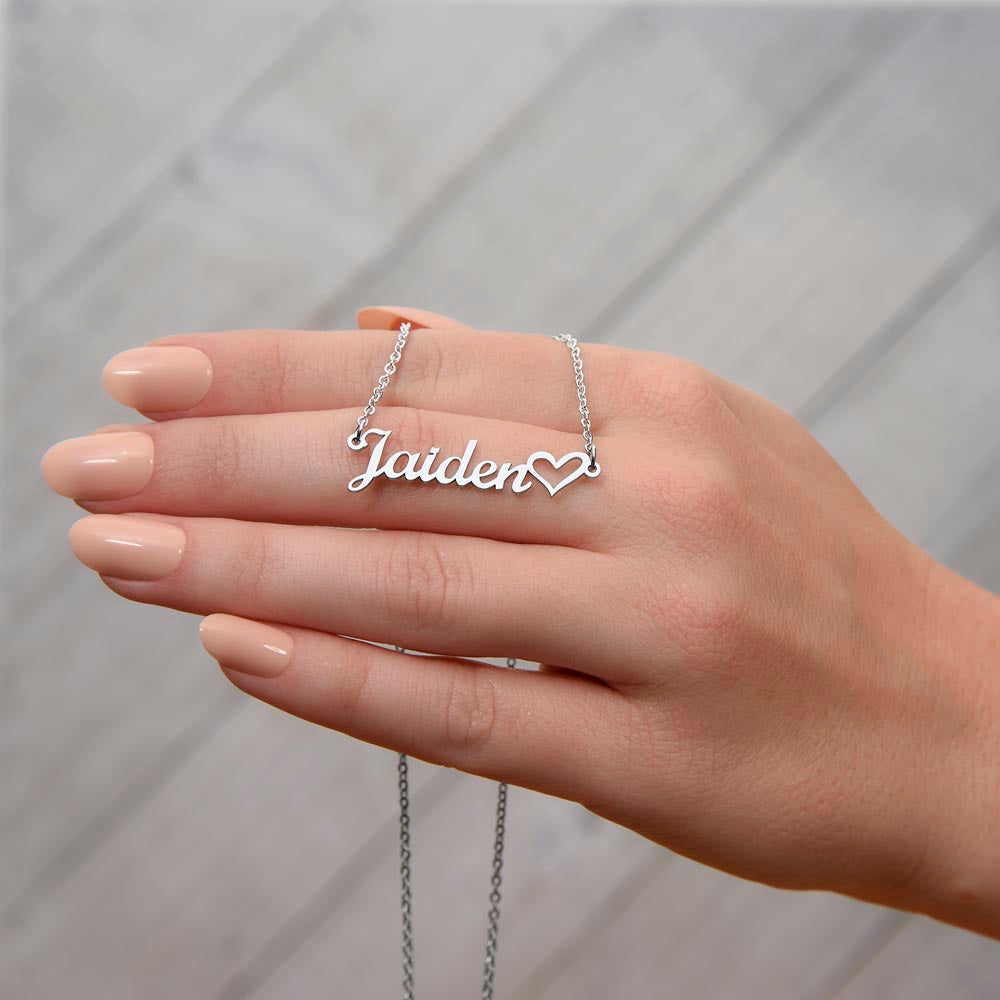 To My Amazing Daughter Name Necklace + Heart Character (Love, Dad)