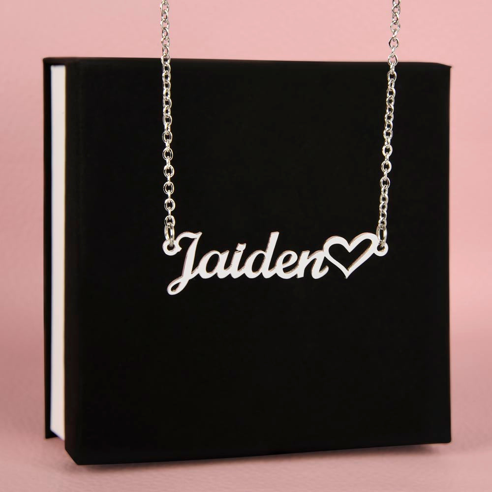 To My Amazing Daughter Name Necklace + Heart Character (Love, Dad)