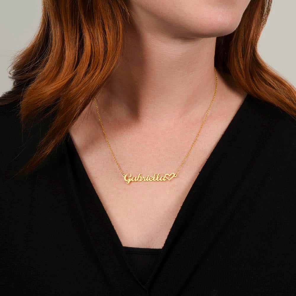 To My Amazing Daughter Name Necklace + Heart Character (Love, Mom)