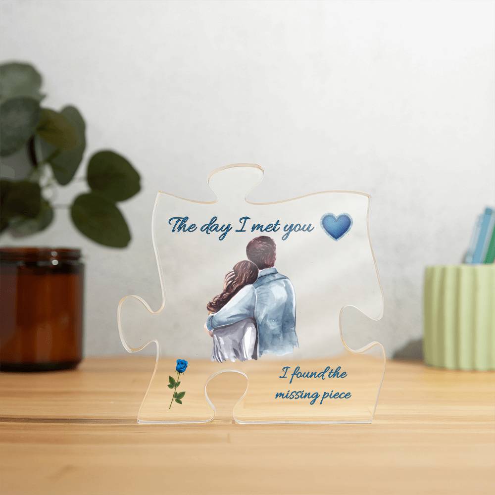 The Day I met you (Blue) Acrylic Puzzle Plaque