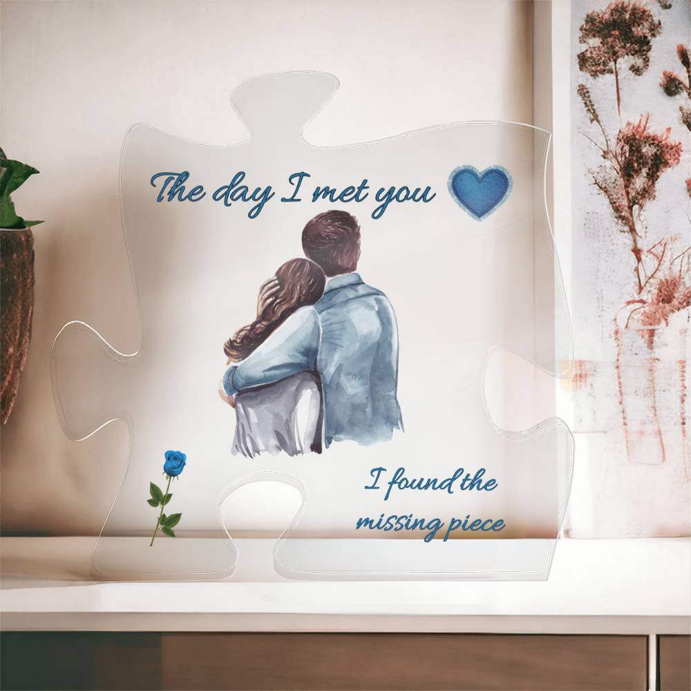 The Day I met you (Blue) Acrylic Puzzle Plaque