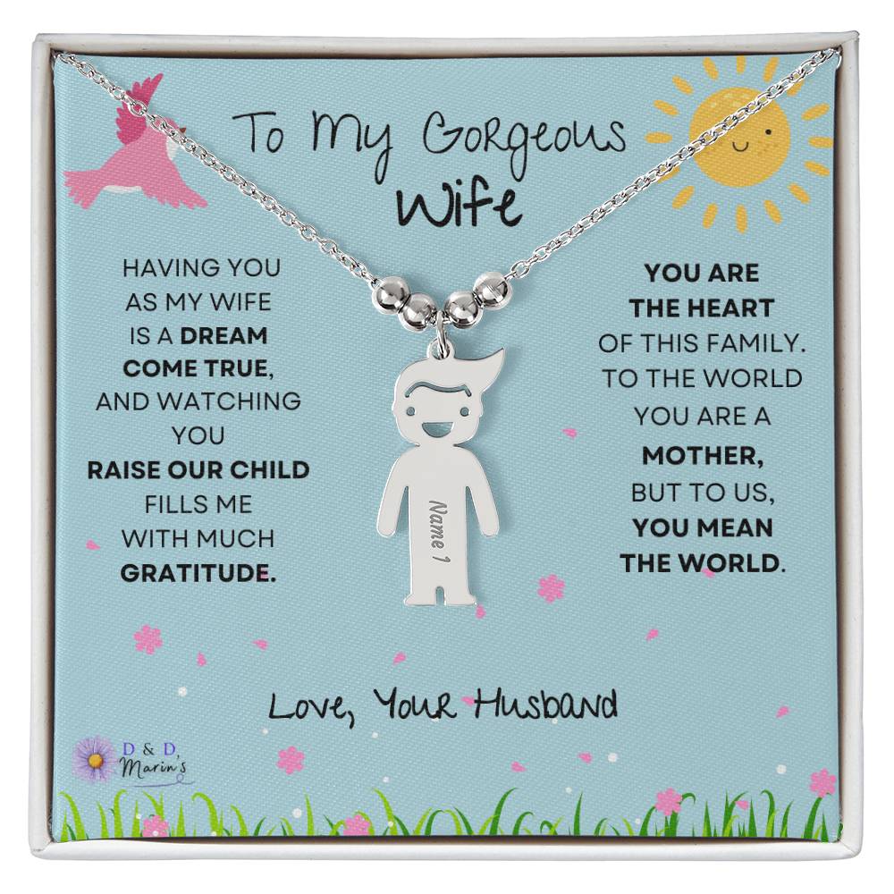 To My Gorgeous Wife Engraved Child Necklace