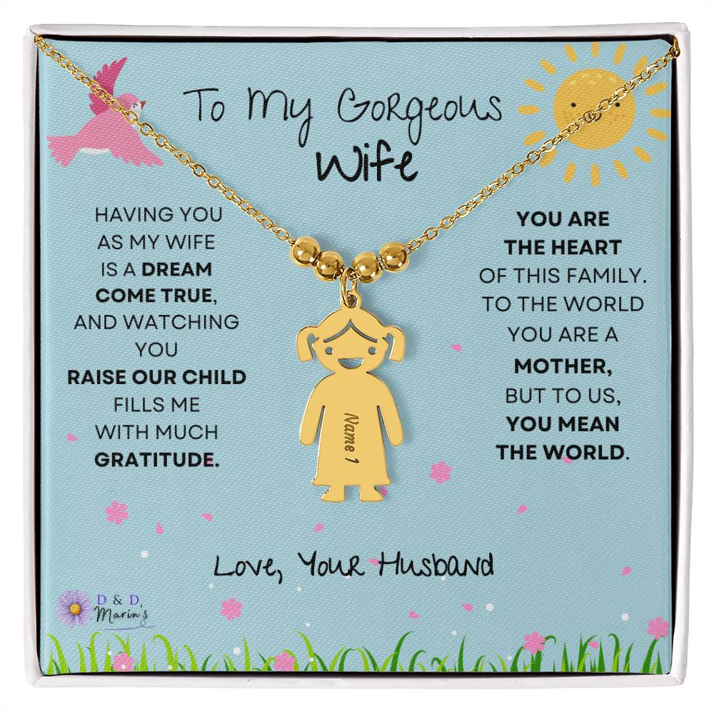 To My Gorgeous Wife Engraved Child Necklace