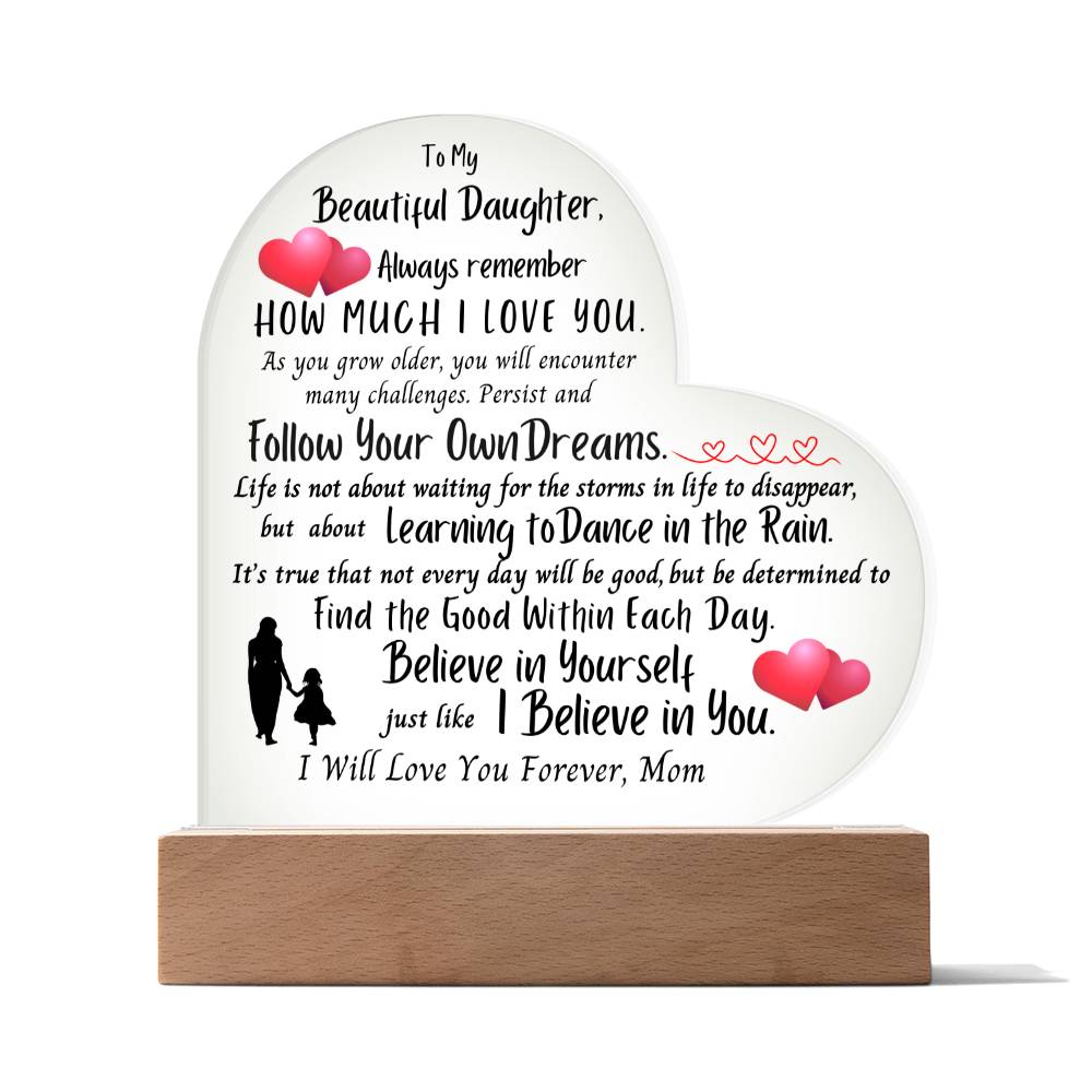 Beautiful Daughter Heart Acrylic Plaque