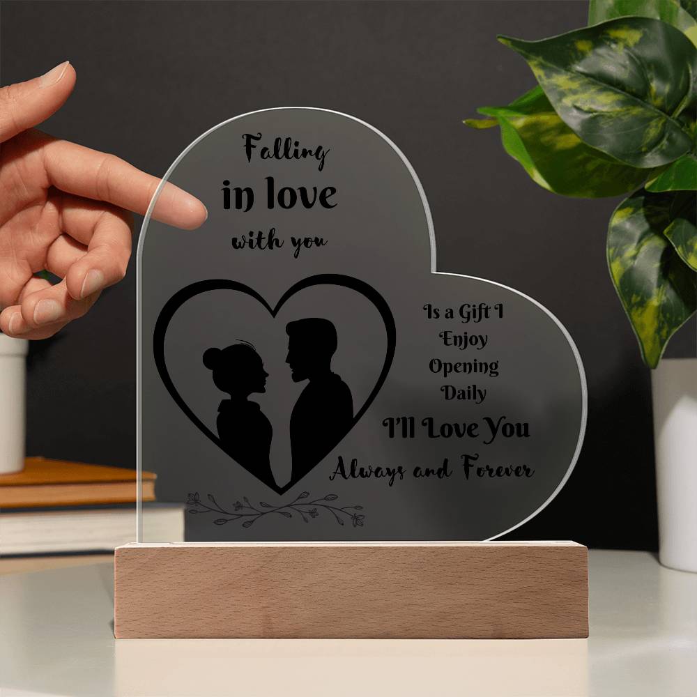 Falling In Love With You Acrylic Heart Plaque