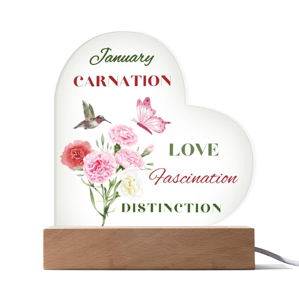 January Carnation Birth Flower Acrylic