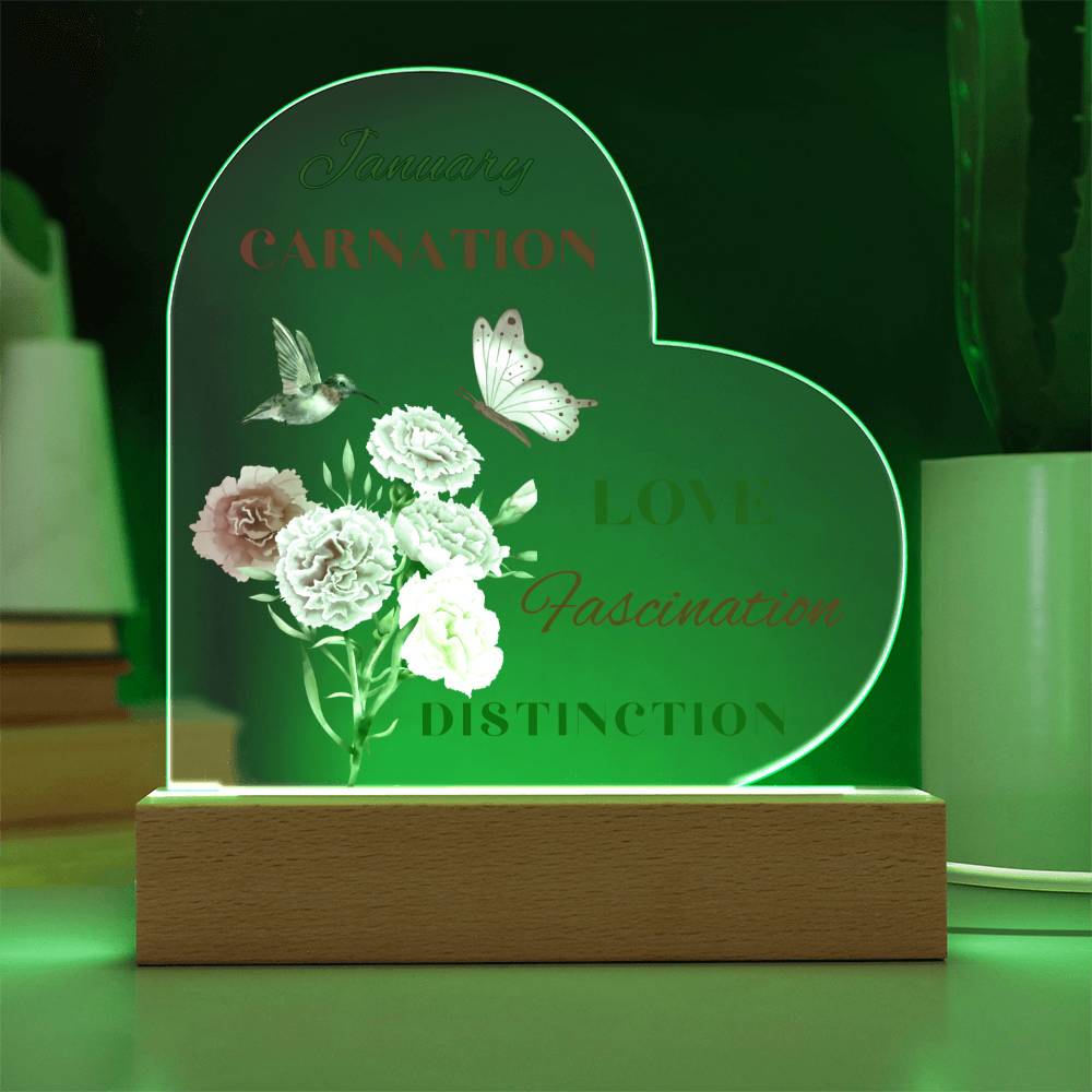 January Carnation Birth Flower Acrylic