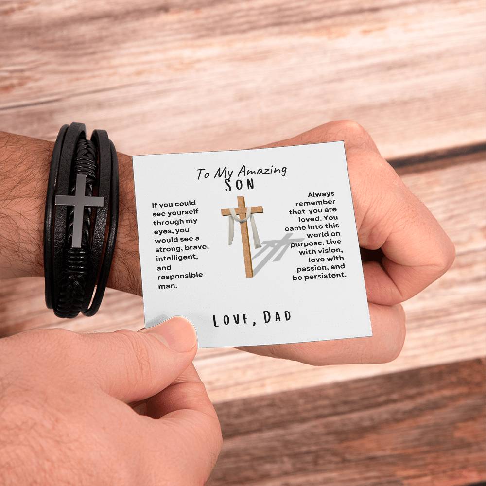 Son Cross Men's Bracelet; Love, Dad