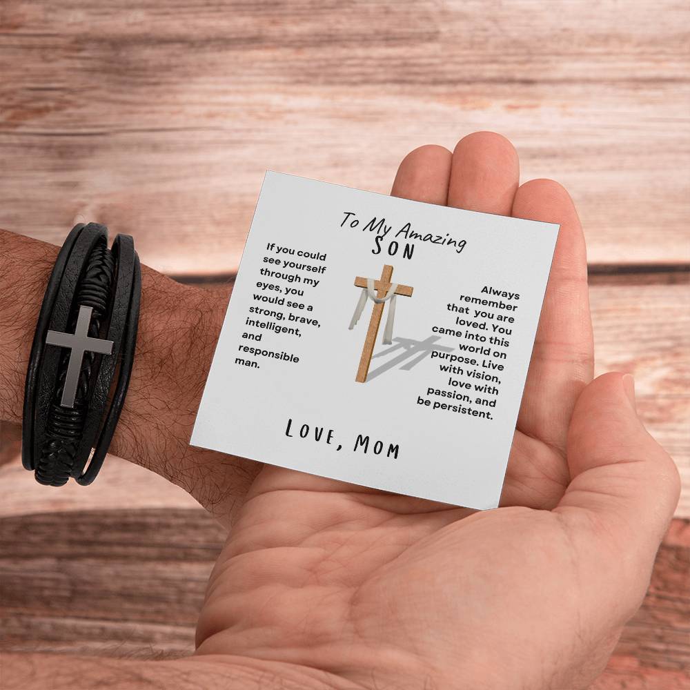 Son Cross Men's Bracelet; Love, Mom