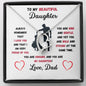 To My Beautiful Daughter Love, Dad Heart Necklace