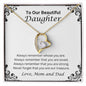 To Our Beautiful Daughter; Love, Mom and Dad Heart Necklace
