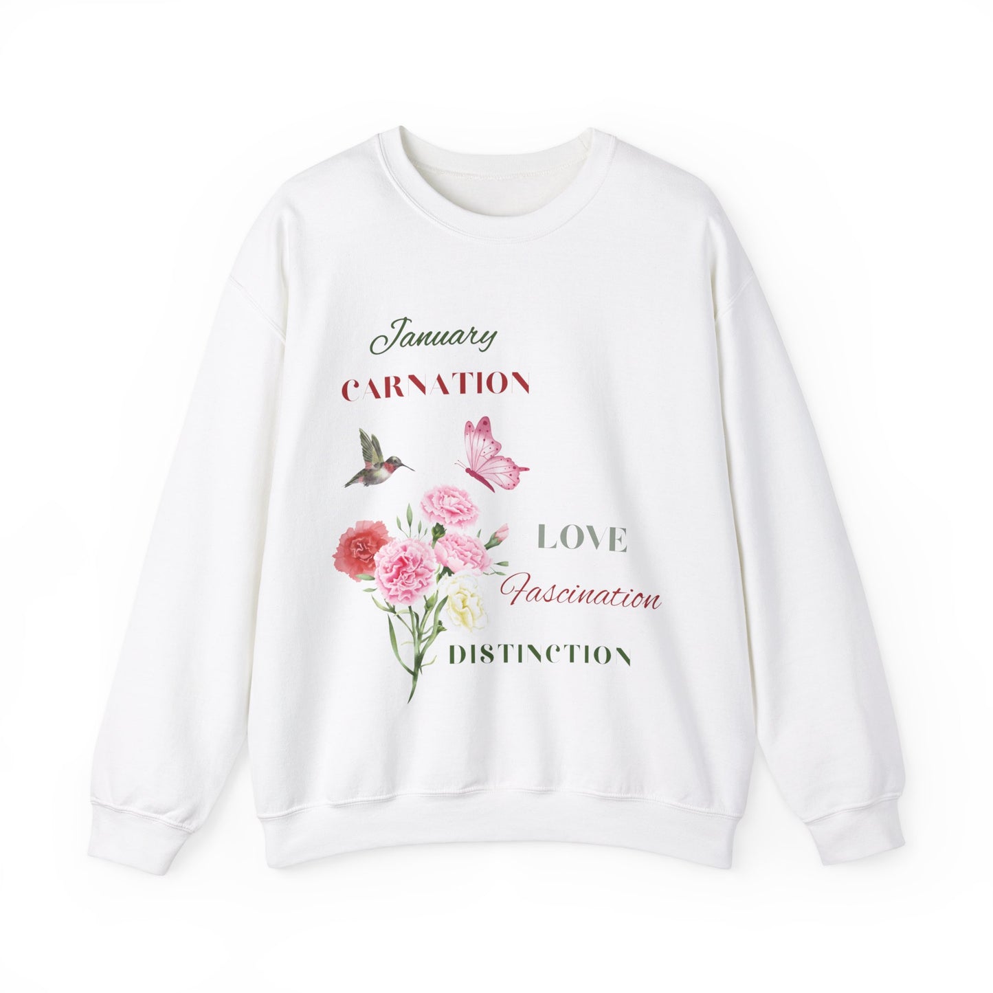 January Carnation Birth Flower Unisex Heavy Blend™ Crewneck Sweatshirt