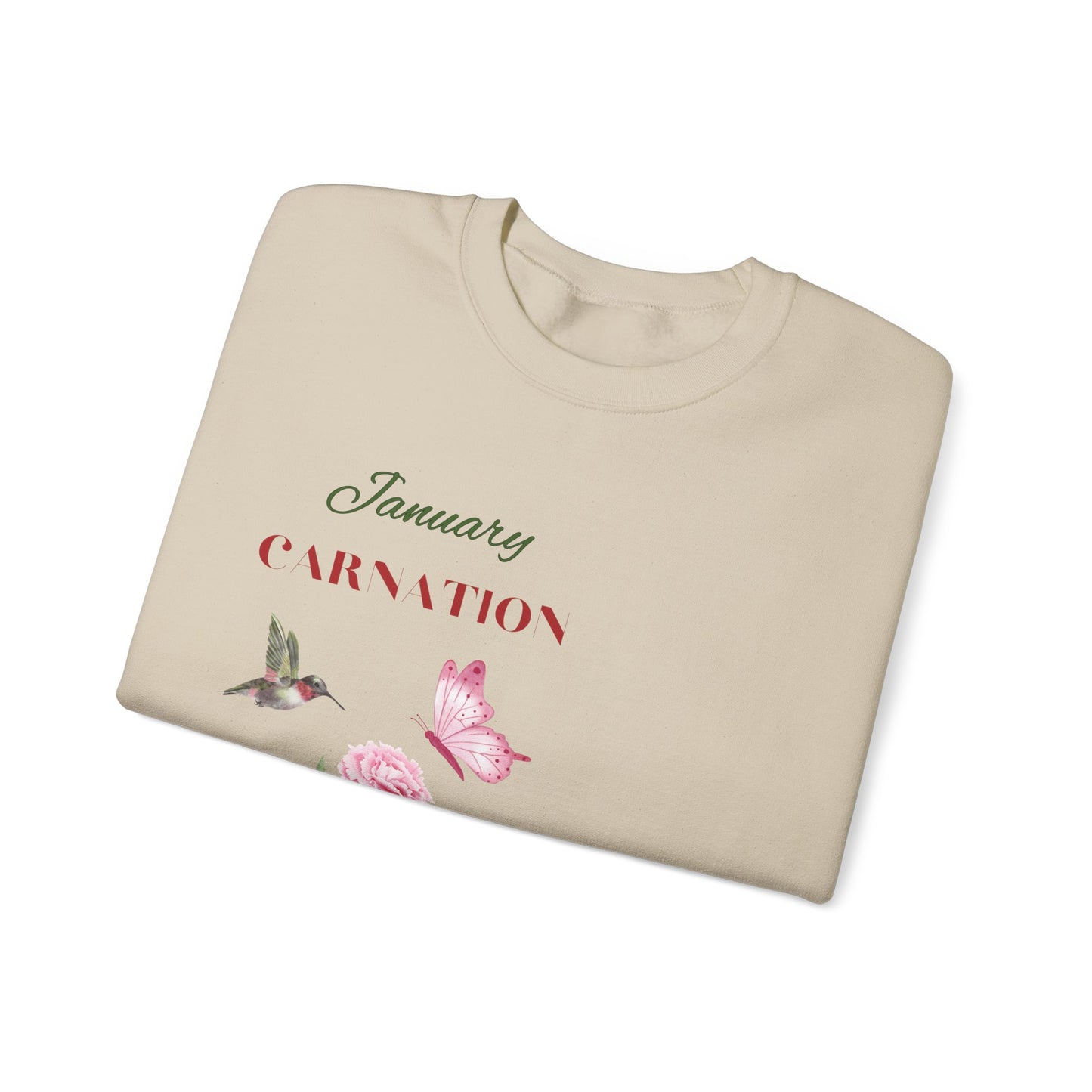 January Carnation Birth Flower Unisex Heavy Blend™ Crewneck Sweatshirt