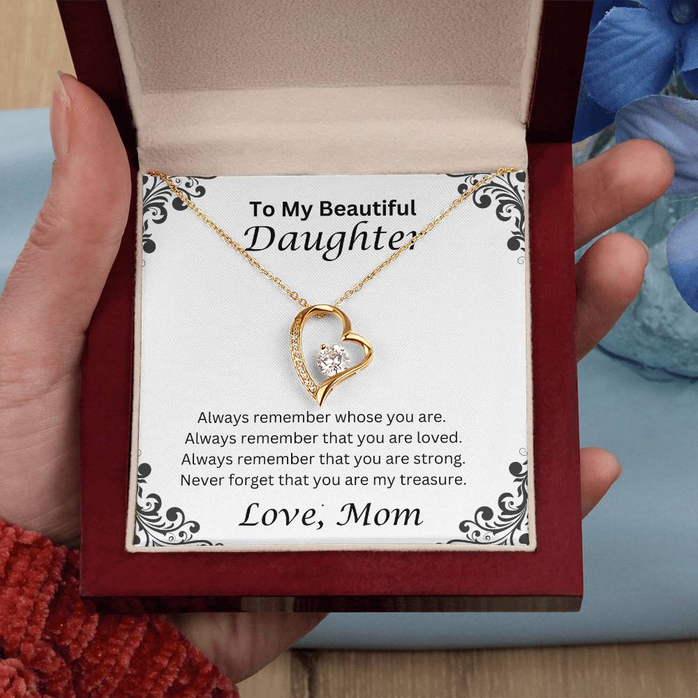 To My Beautiful Daughter, Love Mom Heart Necklace