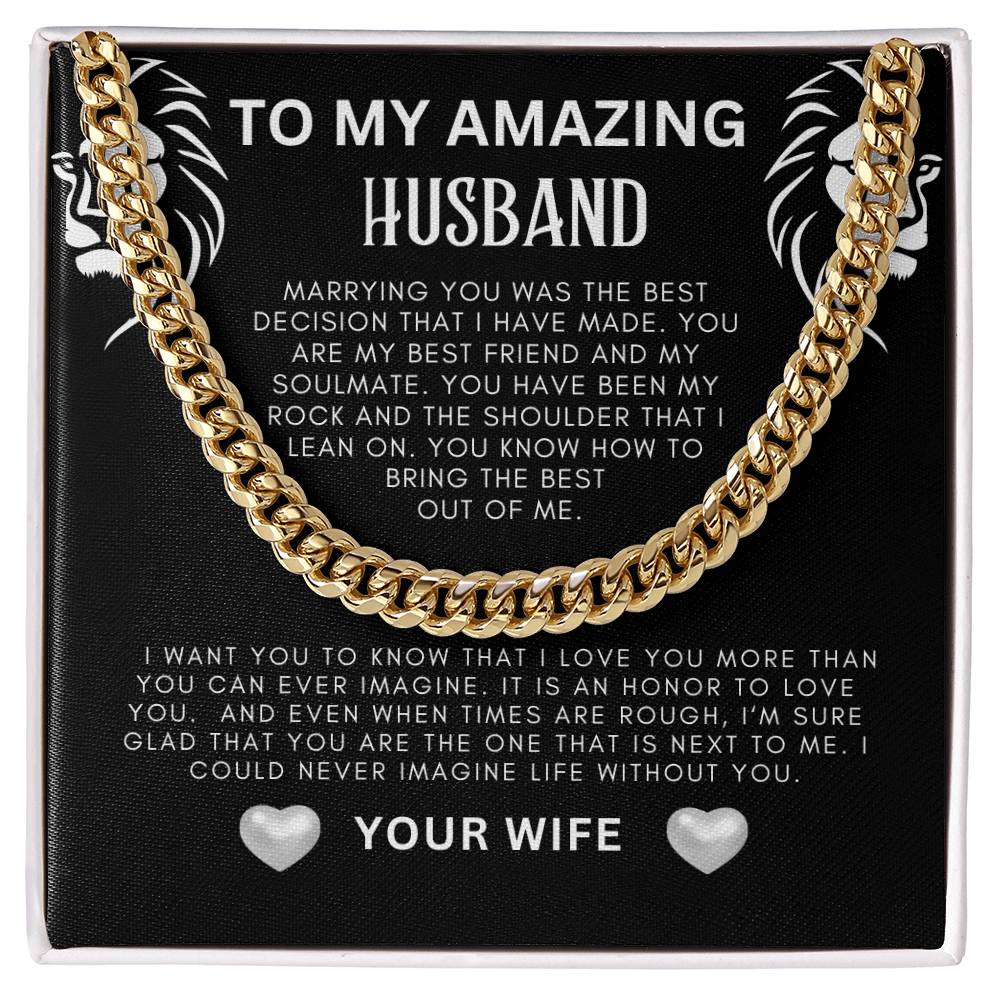 To My Amazing Husband Cuban Link Necklace