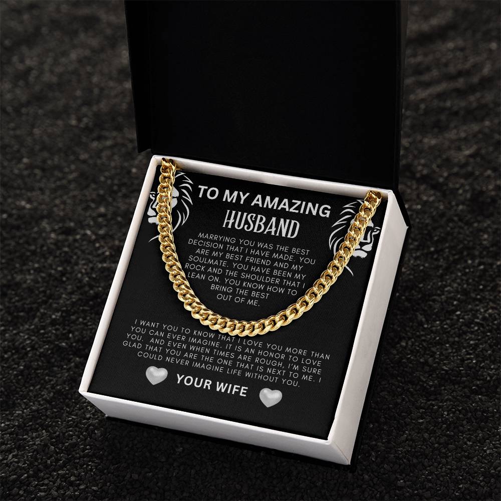 To My Amazing Husband Cuban Link Necklace