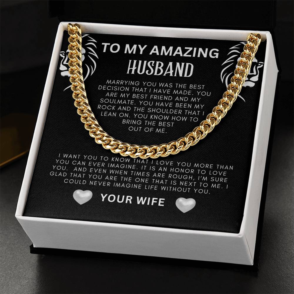 To My Amazing Husband Cuban Link Necklace