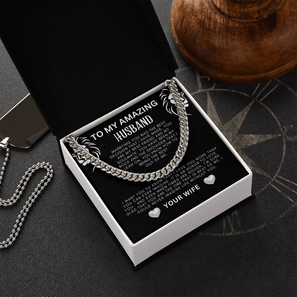 To My Amazing Husband Cuban Link Necklace