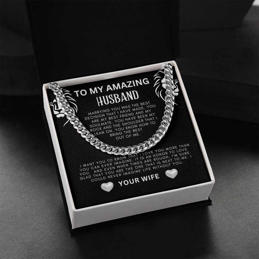 To My Amazing Husband Cuban Link Necklace