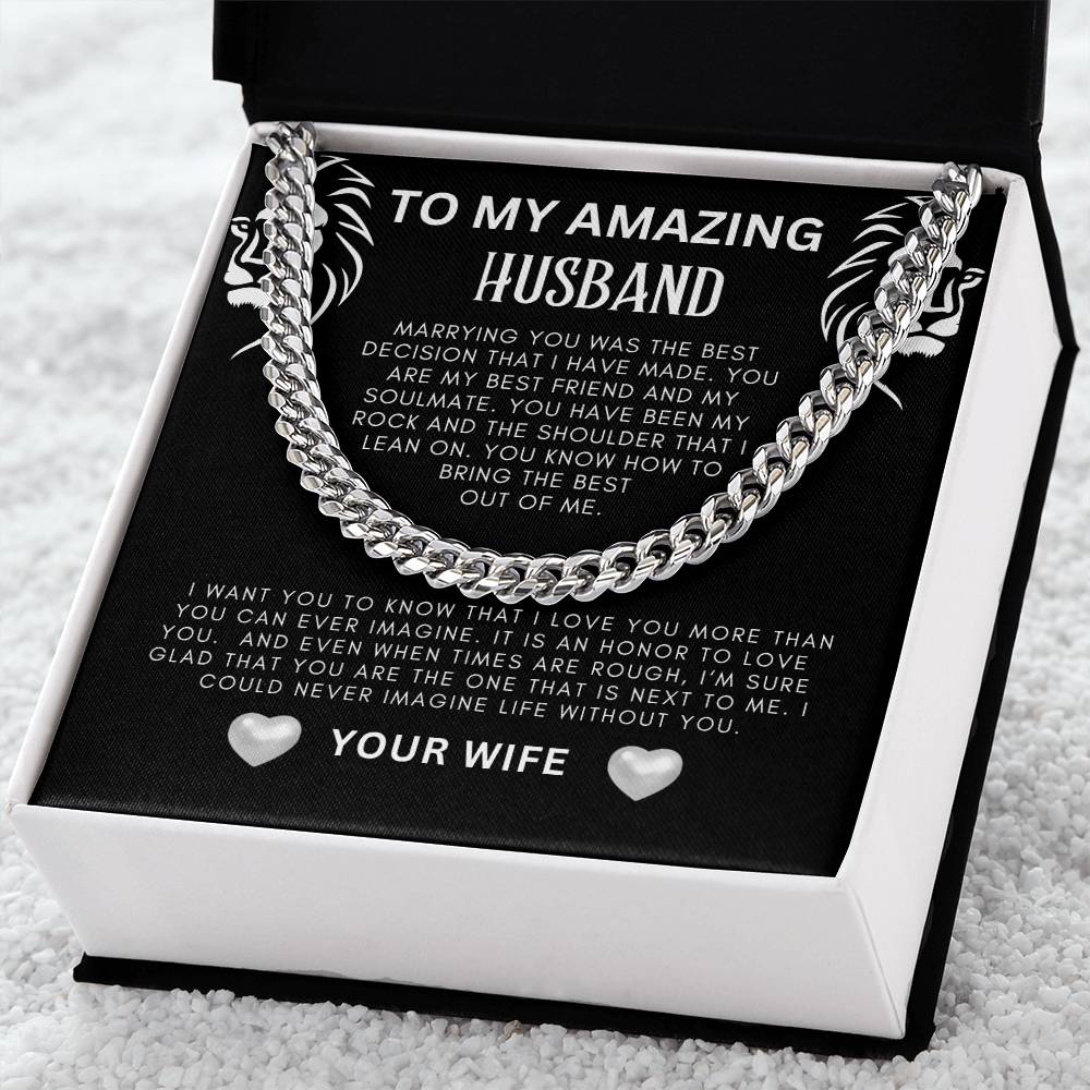 To My Amazing Husband Cuban Link Necklace