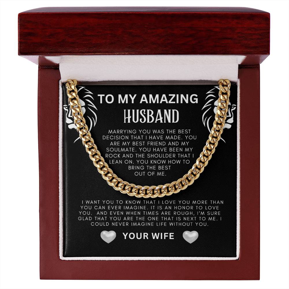 To My Amazing Husband Cuban Link Necklace