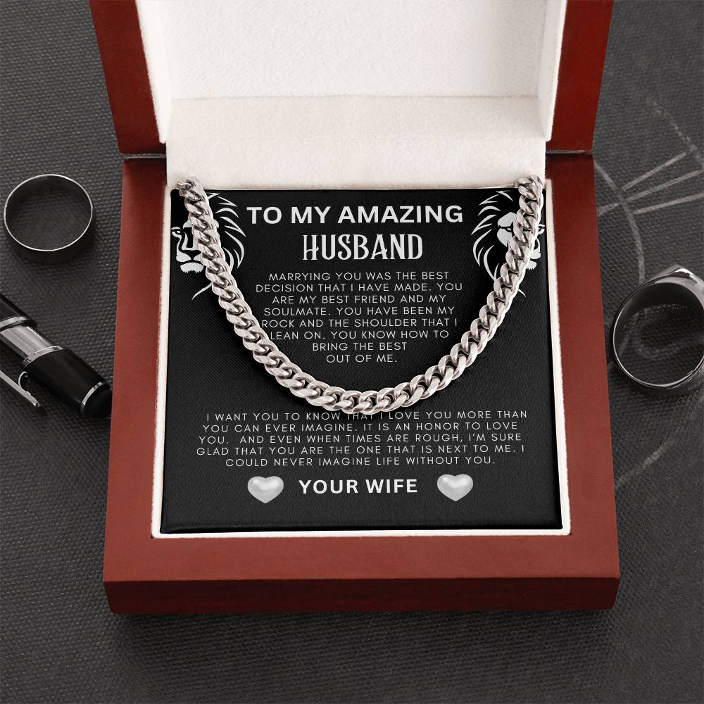 To My Amazing Husband Cuban Link Necklace