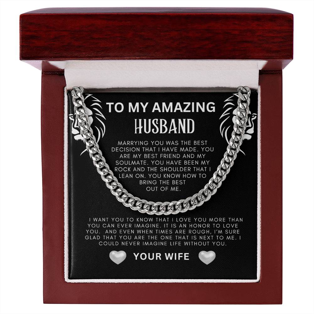 To My Amazing Husband Cuban Link Necklace