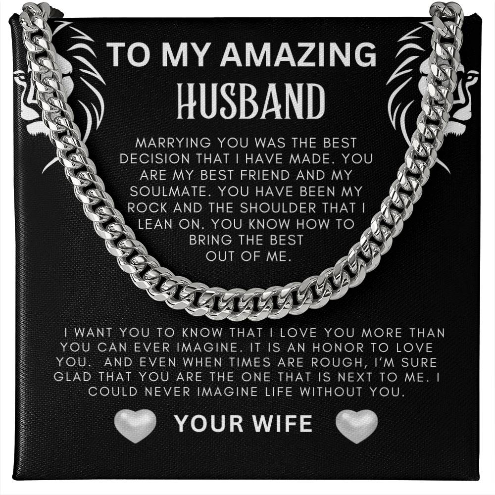To My Amazing Husband Cuban Link Necklace