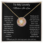 To My Lovely Mother-In-Law Love Knot Necklace (Pink Circle)Choice of Standard Black Box or Mahogany Box With LED Light